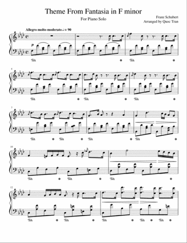 Theme from Schubert Fantasia in F minor - For Piano Solo (Intermediate)