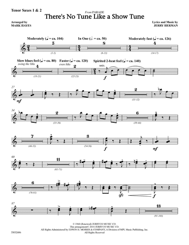 There's No Tune Like a Show Tune (arr. Mark Hayes) - Tenor Sax 1 & 2