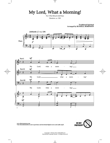 My Lord, What A Morning (arr. Russell Robinson)