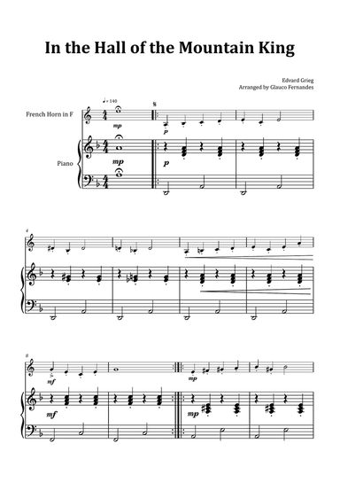 In the Hall of the Mountain King - French Horn & Piano