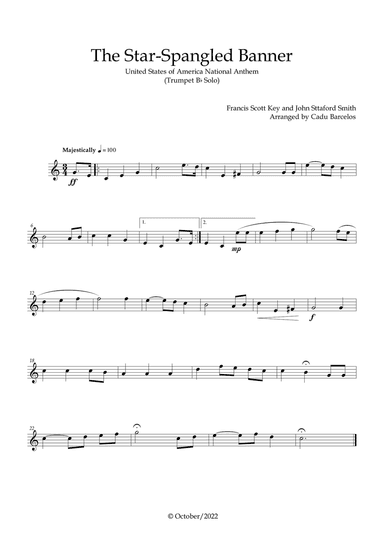 The Star-Spangled Banner - EUA Hymn (Trumpet Bb solo)