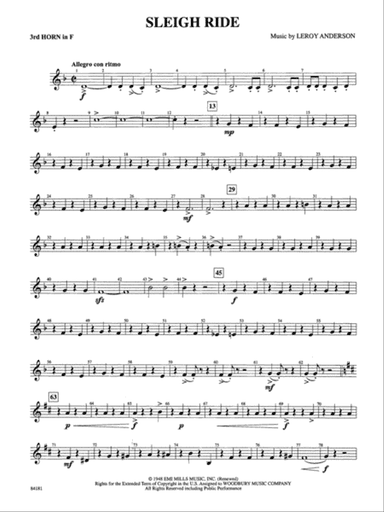 Sleigh Ride: 3rd F Horn