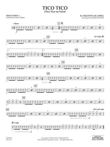Tico Tico (Tico Tico No Fubá) (arr. James Kazik) - Percussion 1