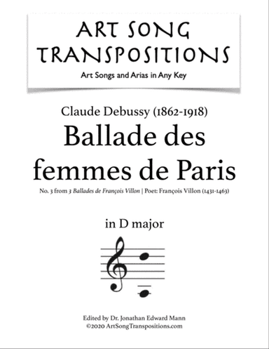 DEBUSSY: Ballade des femmes de Paris (transposed to D major)