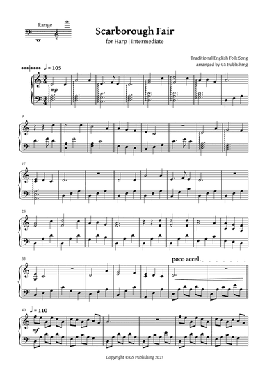 Scarborough Fair for Harp | Intermediate