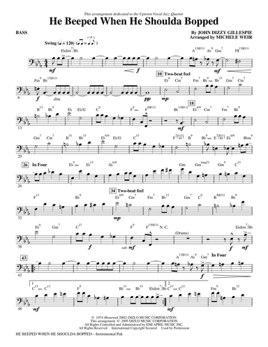 He Beeped When He Shoulda Bopped (arr. Michele Weir) - Bass