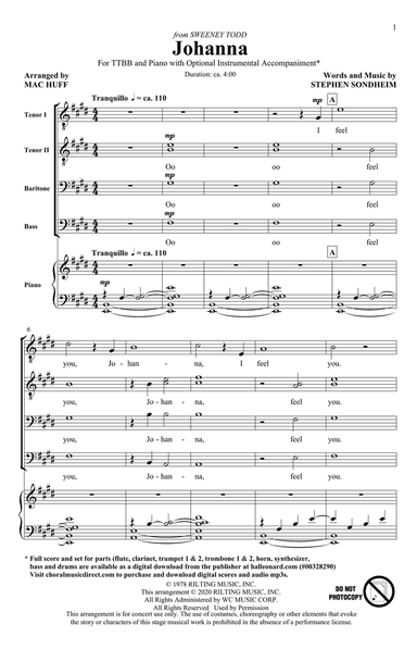 Johanna (from Sweeney Todd) (arr. Mac Huff)