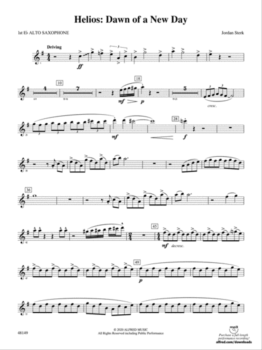 Helios: Dawn of a New Day: E-flat Alto Saxophone