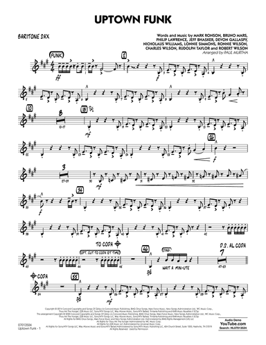 Uptown Funk (feat. Bruno Mars) (arr. Paul Murtha) - Baritone Sax