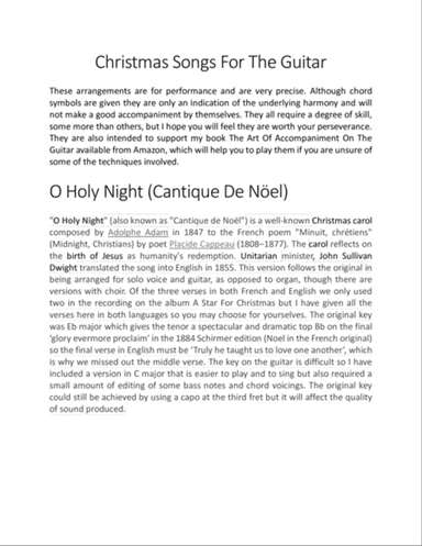 O Holy Night, carol, voice & guitar