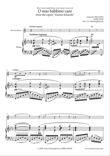 O Mio Babbino Caro - Alto Sax