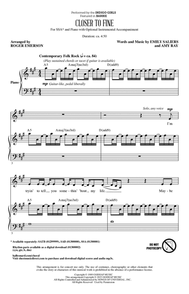 Closer To Fine (arr. Roger Emerson)