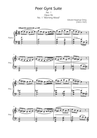 Morning Mood - Piano Intermediate