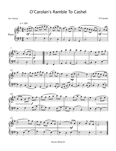 O’Carolan’s Ramble To Cashel For Easy Piano
