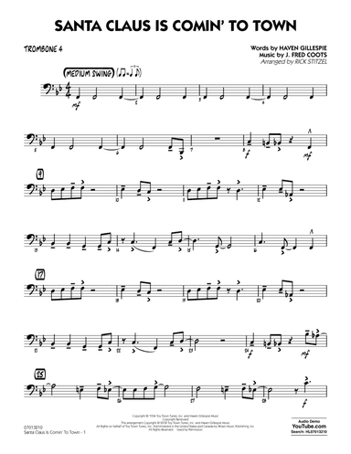 Santa Claus Is Comin' to Town - Trombone 4