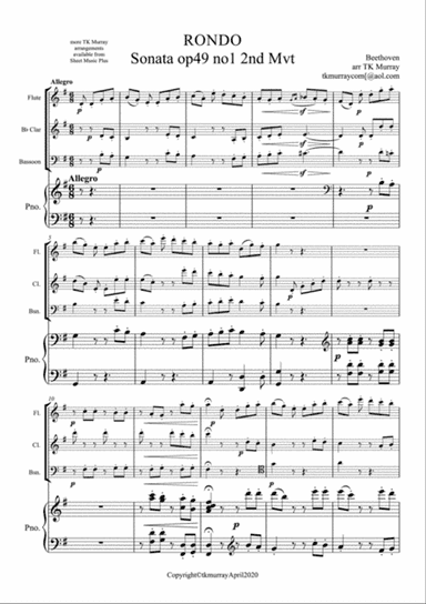Beethoven - Rondo Op.49 - Flute, Clarinet, Bassoon & Piano Piano Quartet
