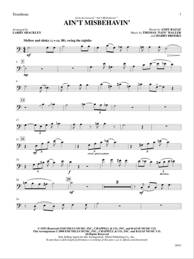 Ain't Misbehavin' (from the musical Ain't Misbehavin'): 1st Trombone