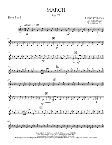 March, Op. 99 - F Horn 3
