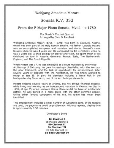 Sonata K.V. 332 (Clarinets)