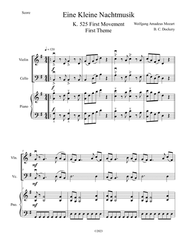 Eine Kleine Nachtmusik (A Little Night Music) for Violin and Cello Duet with Piano Accompaniment