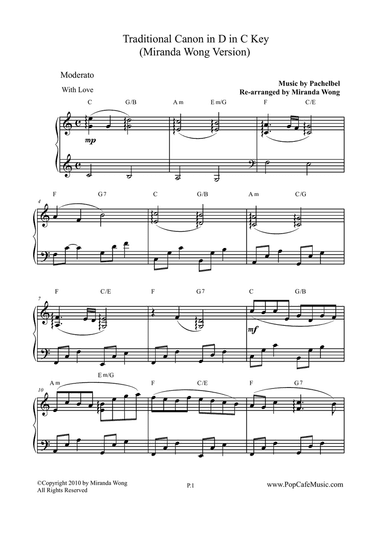 Traditional Canon in D + Romantic Wedding March (C Key Versions)