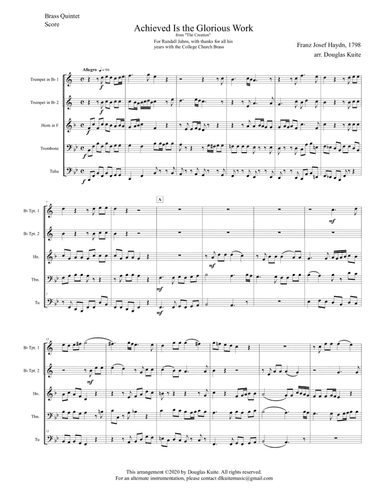 "Achieved Is the Glorious Work" (from 'The Creation') for brass quintet