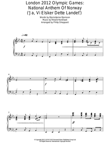 London 2012 Olympic Games: National Anthem Of Norway ('Ja, Vi Elsker Dette Landet')