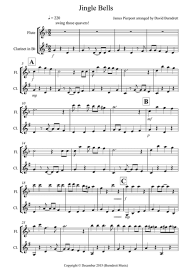 Jingle Bells (Jazzy Style!) for Flute and Clarinet Duet