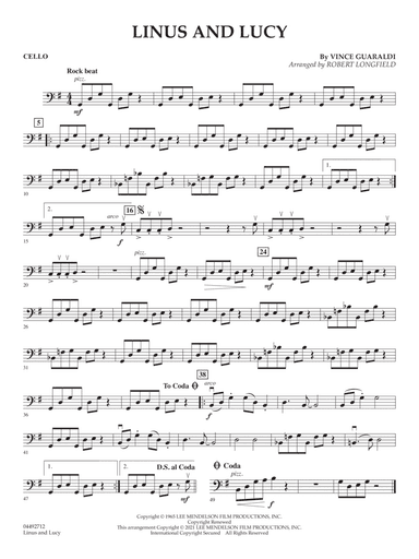 Linus and Lucy (arr. Robert Longfield) - Cello