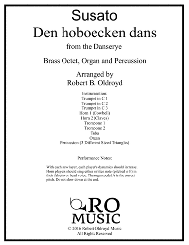 Hoboecken Dans for Brass Octet, Organ and Percussion