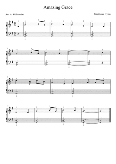 Amazing Grace - Easy Piano