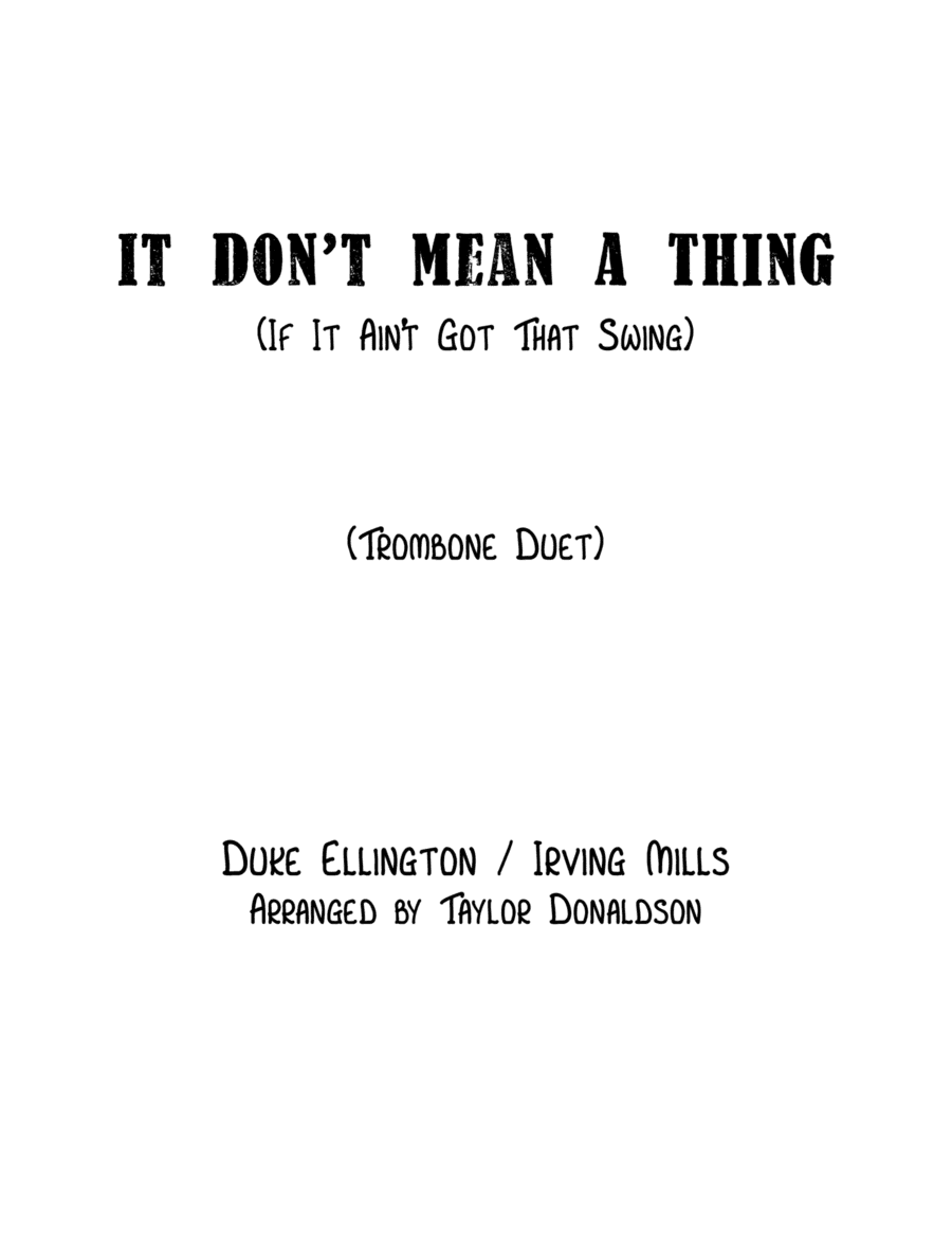 It Don't Mean A Thing (if It Ain't Got That Swing)