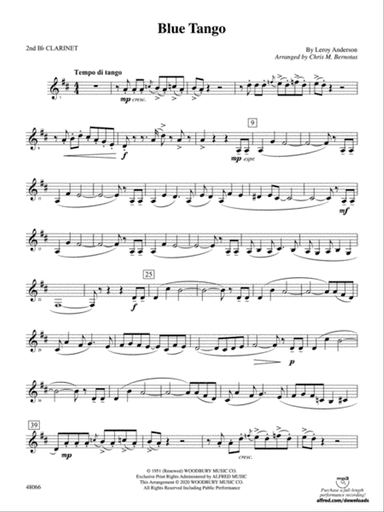 Blue Tango: 2nd B-flat Clarinet