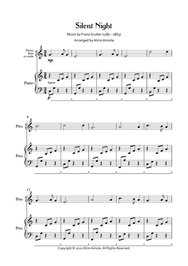 Silent Night - instrumental solo and piano