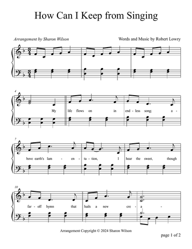 How Can I Keep from Singing (Two Octave, Early-Intermediate Piano Solo)