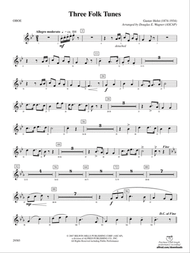Three Folk Tunes: Oboe