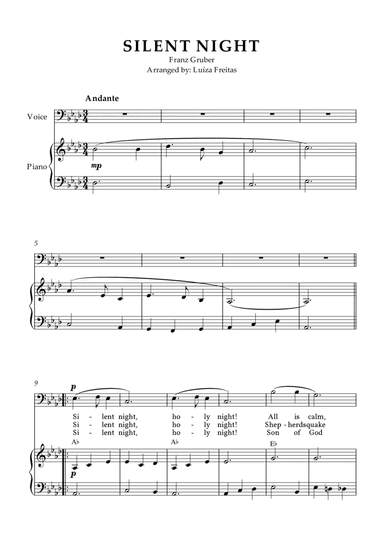 Silent Night - low voice and easy piano