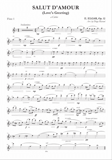Salut d'Amour (Love's Greeting) for Flute Quartet