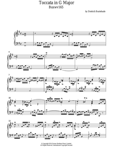 Toccata In G Major Buxwv165
