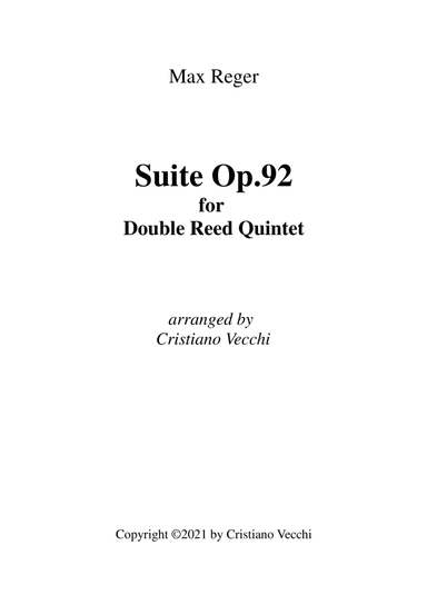 Reger - Suite Op.92 for Double Reed Quintet