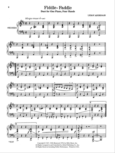 Fiddle-Faddle - Piano Duet (1 Piano, 4 Hands)