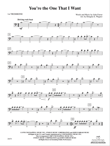 You're the One That I Want (from Grease): 1st Trombone