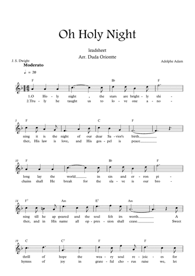 Oh Holy Night (F major - leadhsheet - with lyrics)