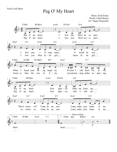 Peg O' My Heart (Key of F)