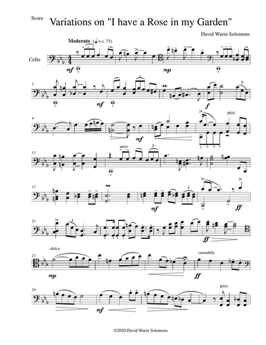 Variations on There is a rose in my garden for cello solo