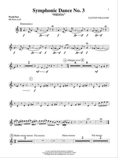Symphonic Dance No. 3 ("Fiesta"): WP 4th Horn in E-flat