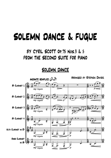 "Solemn Dance & Fugue" Adapted for Clarinet Sextet by Stephen Davies
