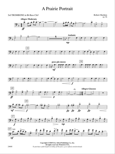 A Prairie Portrait: (wp) 3rd B-flat Trombone B.C.