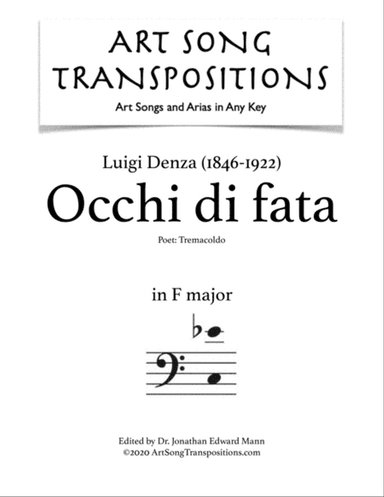 DENZA: Occhi di fata (transposed to F major, bass clef)
