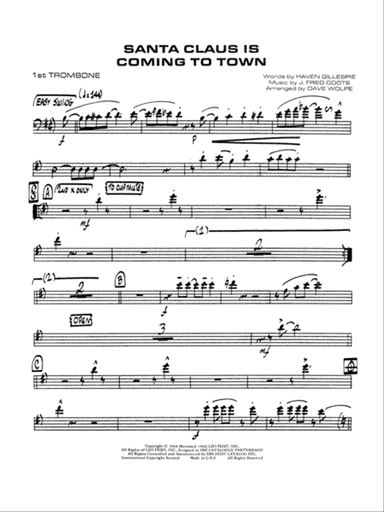 Santa Claus Is Coming to Town: 1st Trombone